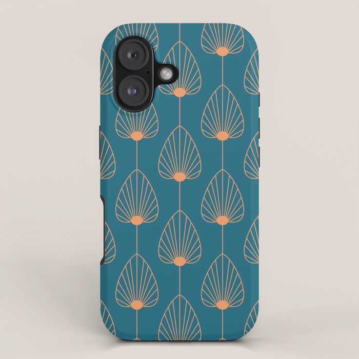 Vintage Copper & Turquoise Art Deco Floral iPhone Case Gallery Image 1