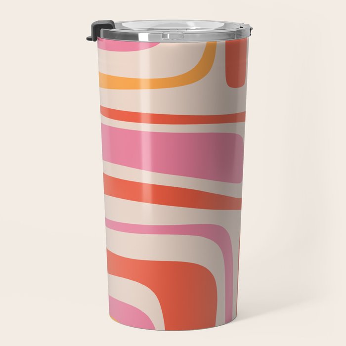 Palm Springs Retro Mid-Century Modern Abstract Minimalist Pattern Pink Orange Travel Mug Gallery Image 3