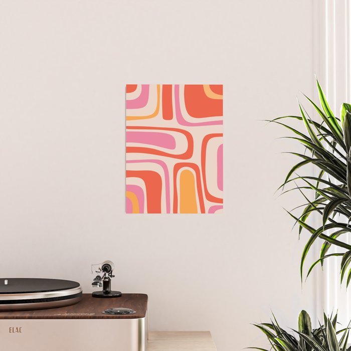 Palm Springs Retro Mid-Century Modern Abstract Minimalist Pattern Pink Orange Poster Gallery Image 2