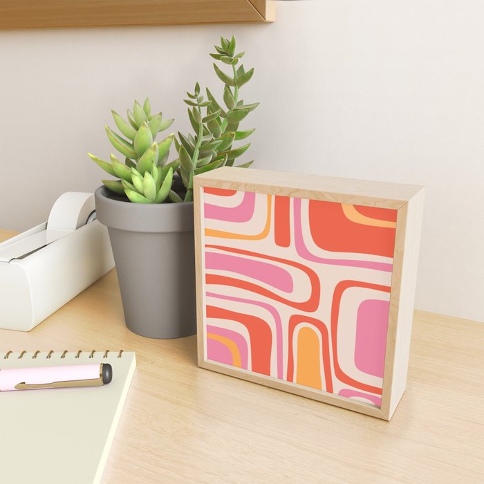 Palm Springs Retro Mid-Century Modern Abstract Minimalist Pattern Pink Orange Mini Art Print Gallery Image 2