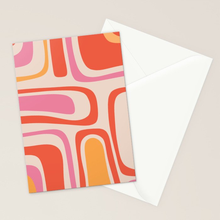 Palm Springs Retro Mid-Century Modern Abstract Minimalist Pattern Pink Orange Stationery Card Gallery Image 2