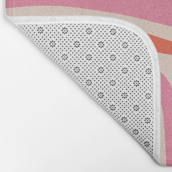 Palm Springs Retro Mid-Century Modern Abstract Minimalist Pattern Pink Orange Bath Mat Gallery Image 2