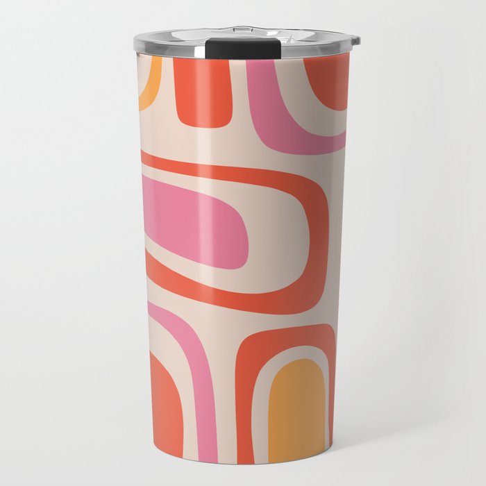 Palm Springs Retro Mid-Century Modern Abstract Minimalist Pattern Pink Orange Travel Mug Gallery Image 1