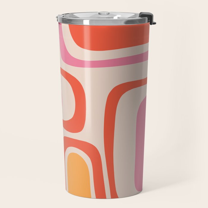 Palm Springs Retro Mid-Century Modern Abstract Minimalist Pattern Pink Orange Travel Mug Gallery Image 2