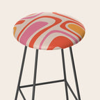 Palm Springs Retro Mid-Century Modern Abstract Minimalist Pattern Pink Orange Stool Gallery Image 2