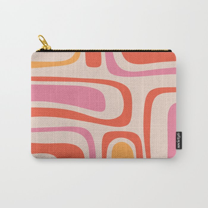 Palm Springs Retro Mid-Century Modern Abstract Minimalist Pattern Pink Orange Carry All Pouch Gallery Image 1