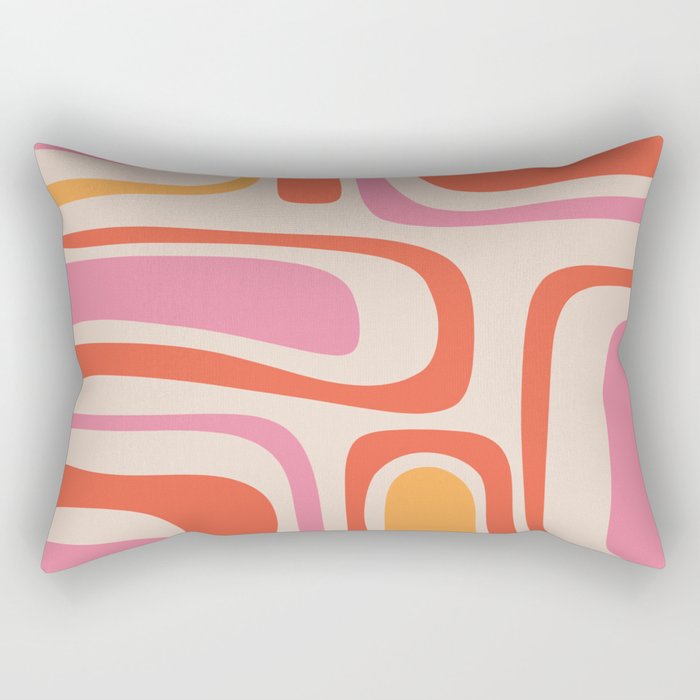 Palm Springs Retro Mid-Century Modern Abstract Minimalist Pattern Pink Orange Rectangular Pillow Gallery Image 1