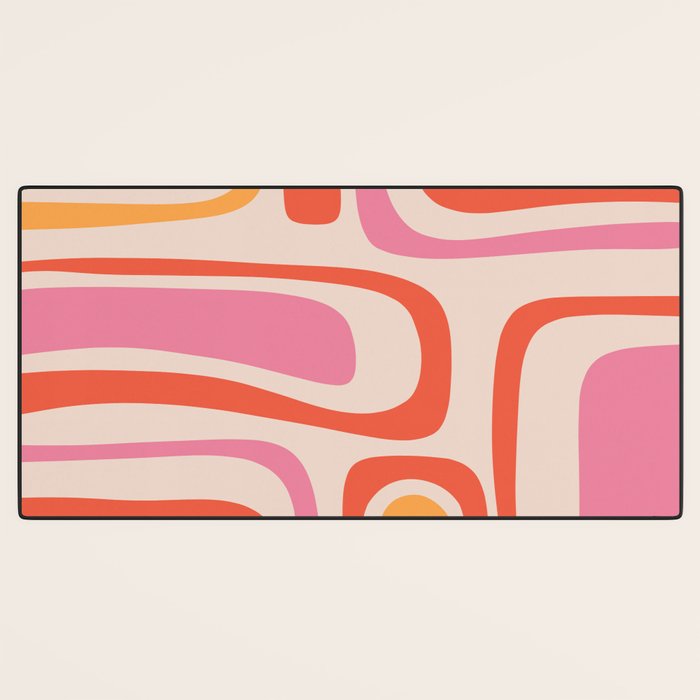 Palm Springs Retro Mid-Century Modern Abstract Minimalist Pattern Pink Orange Desk Mat Gallery Image 3