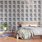 Midcentury Modern Minimalist Funky Cool Tribal Pattern Paynes Grey Pastel Blue Tan Shapes by Ejaaz Haniff Wallpaper Gallery Image 3