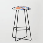 Midcentury Modern Minimalist Funky Cool Tribal Pattern Paynes Grey Pastel Blue Tan Shapes by Ejaaz Haniff Stool Gallery Image 1