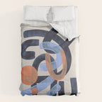 Midcentury Modern Minimalist Funky Cool Tribal Pattern Paynes Grey Pastel Blue Tan Shapes by Ejaaz Haniff Comforter Gallery Image 6
