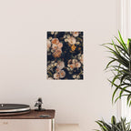 Antique Botanical Peach Roses And Chamomile Midnight Garden Poster Gallery Image 2