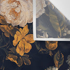 Antique Botanical Peach Roses And Chamomile Midnight Garden Wall Tapestry Gallery Image 3