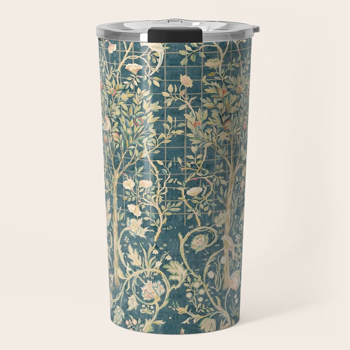 William Morris Melsetter Trellis Teal Botanical Birds Art Travel Mug Gallery Image 1