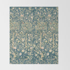 William Morris Melsetter Trellis Teal Botanical Birds Art Throw Blanket Gallery Image 2
