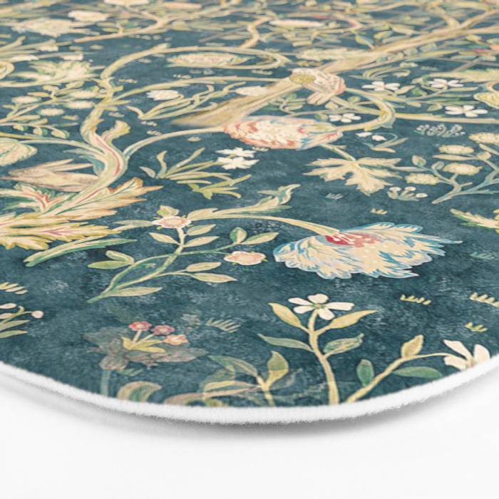 William Morris Melsetter Trellis Teal Botanical Birds Art Bath Mat Gallery Image 3