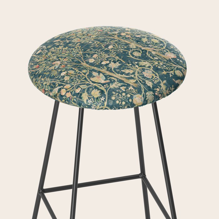 William Morris Melsetter Trellis Teal Botanical Birds Art Stool Gallery Image 2