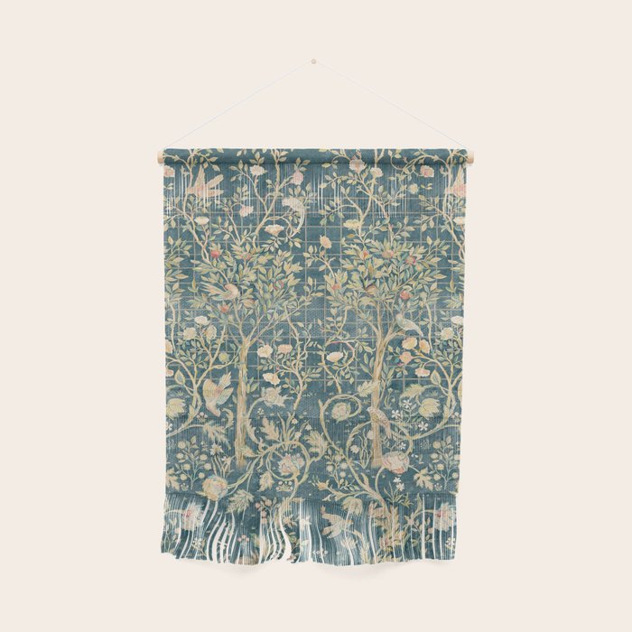 William Morris Melsetter Trellis Teal Botanical Birds Art Wall Hanging Gallery Image 1