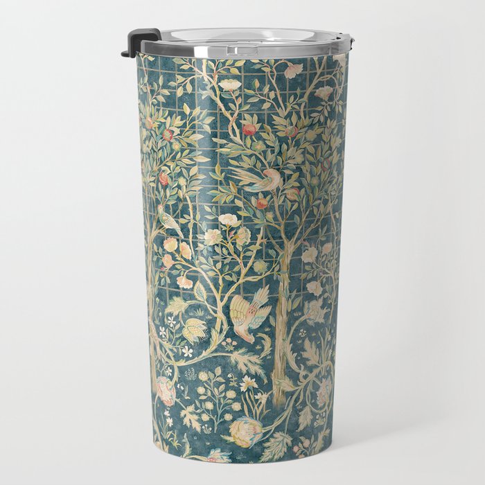 William Morris Melsetter Trellis Teal Botanical Birds Art Travel Mug Gallery Image 3