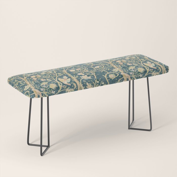 William Morris Melsetter Trellis Teal Botanical Birds Art Bench Gallery Image 1