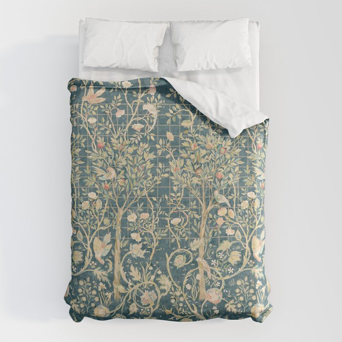 William Morris Melsetter Trellis Teal Botanical Birds Art Duvet Cover Gallery Image 6