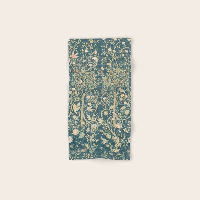 William Morris Melsetter Trellis Teal Botanical Birds Art Bath Towel Gallery Image 1