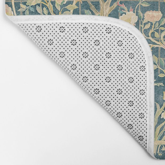 William Morris Melsetter Trellis Teal Botanical Birds Art Bath Mat Gallery Image 2