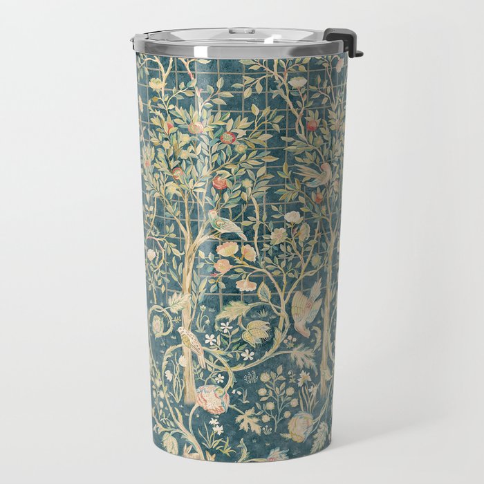 William Morris Melsetter Trellis Teal Botanical Birds Art Travel Mug Gallery Image 2