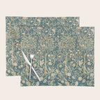 William Morris Melsetter Trellis Teal Botanical Birds Art Placemat Gallery Image 1