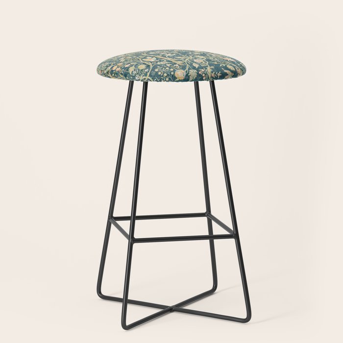 William Morris Melsetter Trellis Teal Botanical Birds Art Stool Gallery Image 1