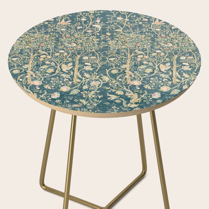 William Morris Melsetter Trellis Teal Botanical Birds Art Side Table Gallery Image 2