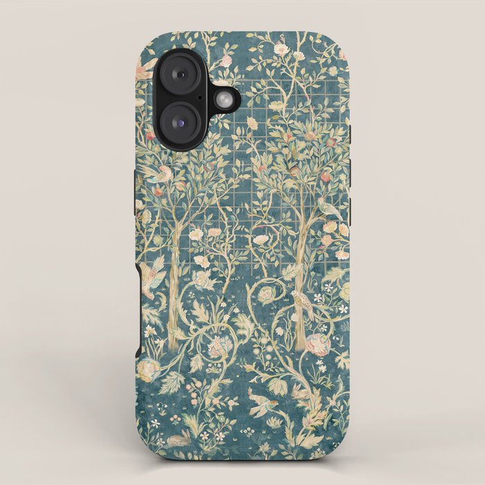 William Morris Melsetter Trellis Teal Botanical Birds Art iPhone Case Gallery Image 1