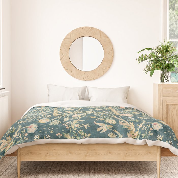 William Morris Melsetter Trellis Teal Botanical Birds Art Duvet Cover Gallery Image 3