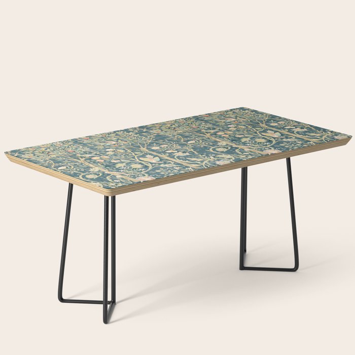 William Morris Melsetter Trellis Teal Botanical Birds Art Coffee Table Gallery Image 1