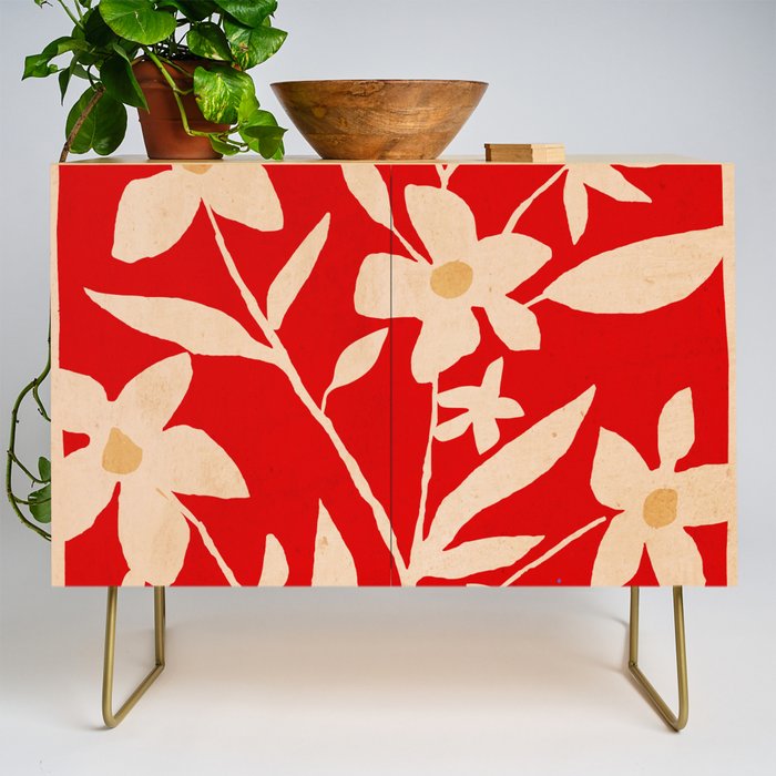 Abstract Minimal Flowers 7 Credenza Gallery Image 1