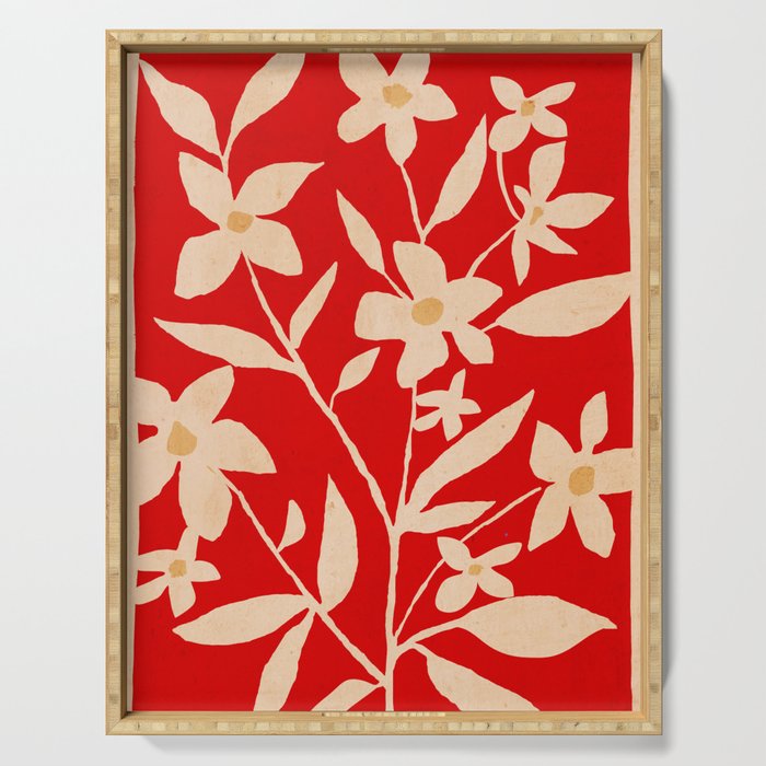 Abstract Minimal Flowers 7 Serving Tray Gallery Image 1