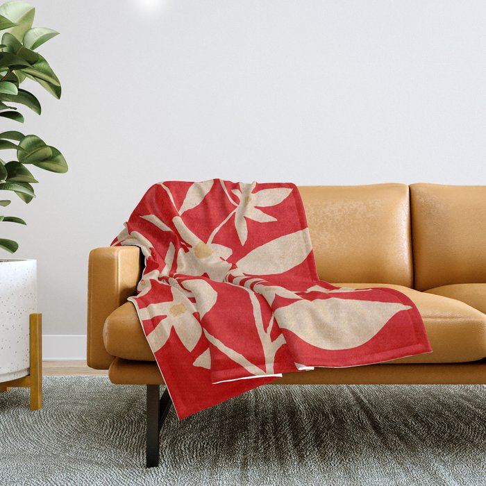 Abstract Minimal Flowers 7 Throw Blanket Gallery Image 1