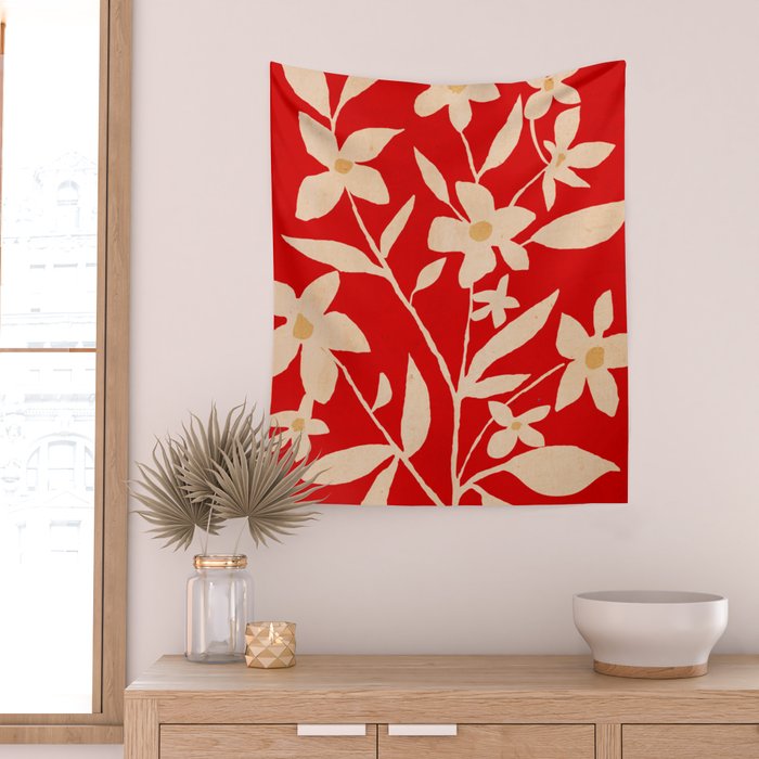 Abstract Minimal Flowers 7 Wall Tapestry Gallery Image 2