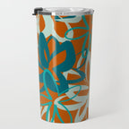 Lotus Garden Painted Floral Pattern in Celadon Orange Teal Rust Travel Mug Gallery Image 3