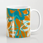Lotus Garden Painted Floral Pattern in Celadon Orange Teal Rust Coffee Mug Gallery Image 1