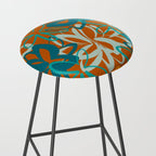 Lotus Garden Painted Floral Pattern in Celadon Orange Teal Rust Stool Gallery Image 2