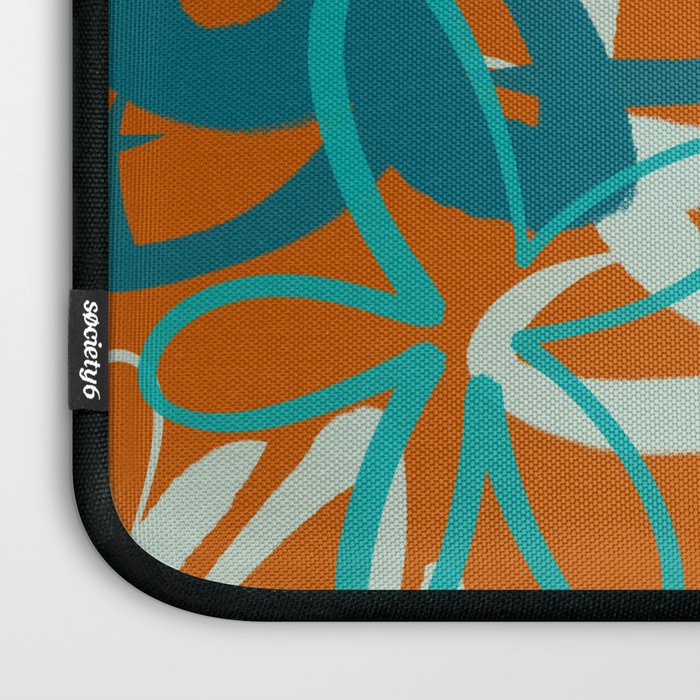 Lotus Garden Painted Floral Pattern in Celadon Orange Teal Rust Laptop Sleeve Gallery Image 3