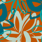 Lotus Garden Painted Floral Pattern in Celadon Orange Teal Rust Coffee Mug Gallery Image 2