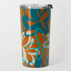 Lotus Garden Painted Floral Pattern in Celadon Orange Teal Rust Travel Mug Gallery Image 2