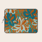 Lotus Garden Painted Floral Pattern in Celadon Orange Teal Rust Laptop Sleeve Gallery Image 1