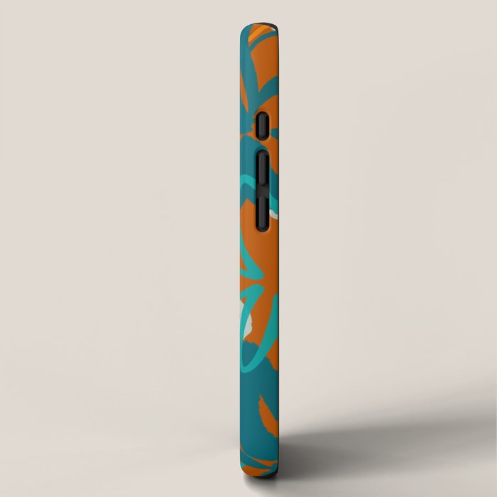 Lotus Garden Painted Floral Pattern in Celadon Orange Teal Rust iPhone Case Gallery Image 2