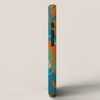 Lotus Garden Painted Floral Pattern in Celadon Orange Teal Rust iPhone Case Gallery Image 2