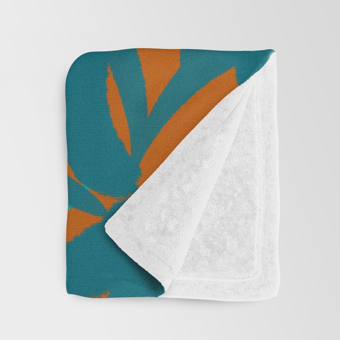 Lotus Garden Painted Floral Pattern in Celadon Orange Teal Rust Throw Blanket Gallery Image 3