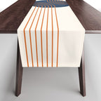Mid Century Modern Geometric 162 Sun Rainbow abstract in Navy Blue Orange Table Runner Gallery Image 1