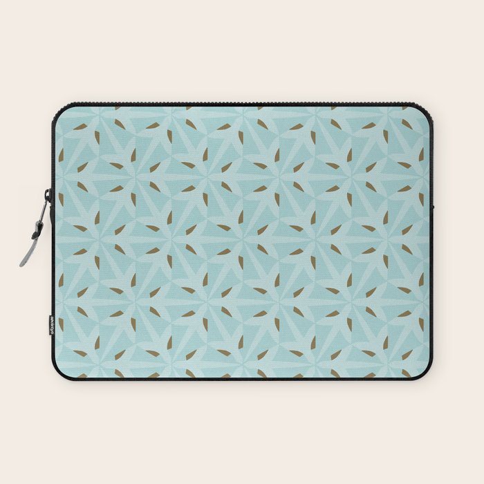Sky Blue Moroccan Geometric Birds in Flight Laptop Sleeve Gallery Image 1